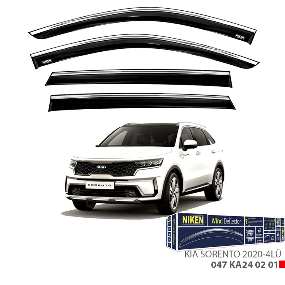 Niken Kia Sorento Cam Rüzgarlığı Kromlu (2020+) 4'lü Set