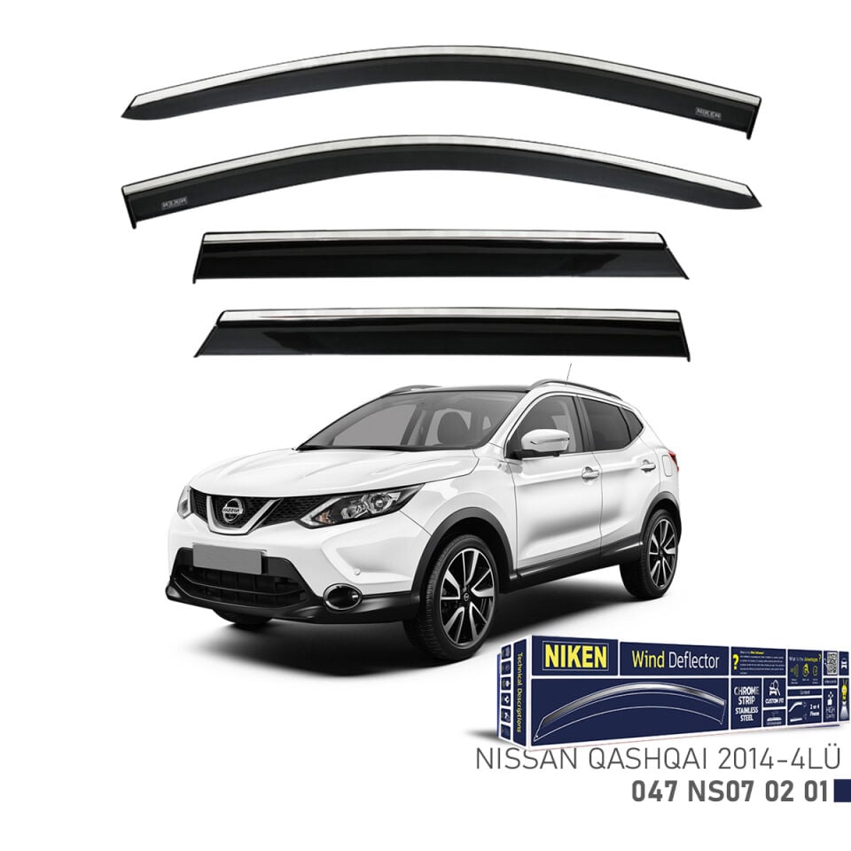 Niken Nissan Qashqai Cam Rüzgarlığı Kromlu (2014+) 4'lü Set