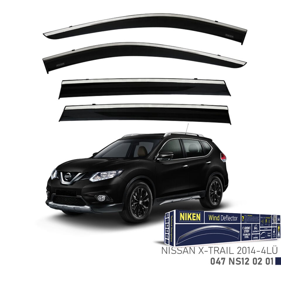 Niken Nissan X-Trail Cam Rüzgarlığı Kromlu (2014-2023) 4'lü Set