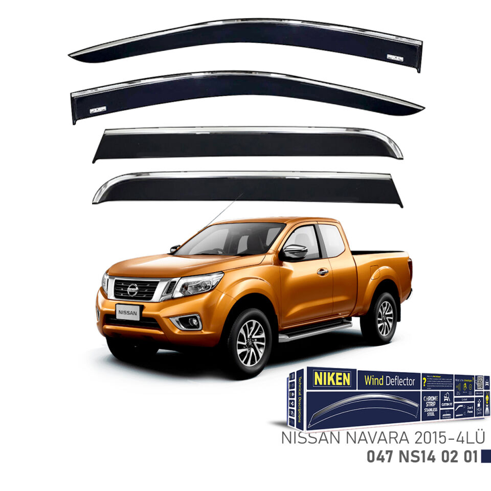 Niken Nissan Navara Cam Rüzgarlığı Kromlu (2015+) 4'lü Set