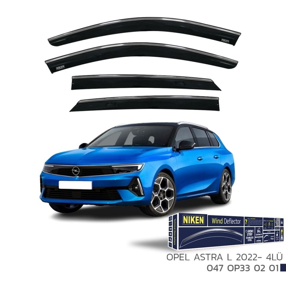 Niken Opel Astra L 2022- Kromlu Cam Rüzgarlığı 4 LÜ
