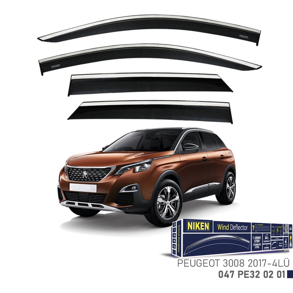 Niken Peugeot 3008 Cam Rüzgarlığı Kromlu (2017+) 4'lü Set