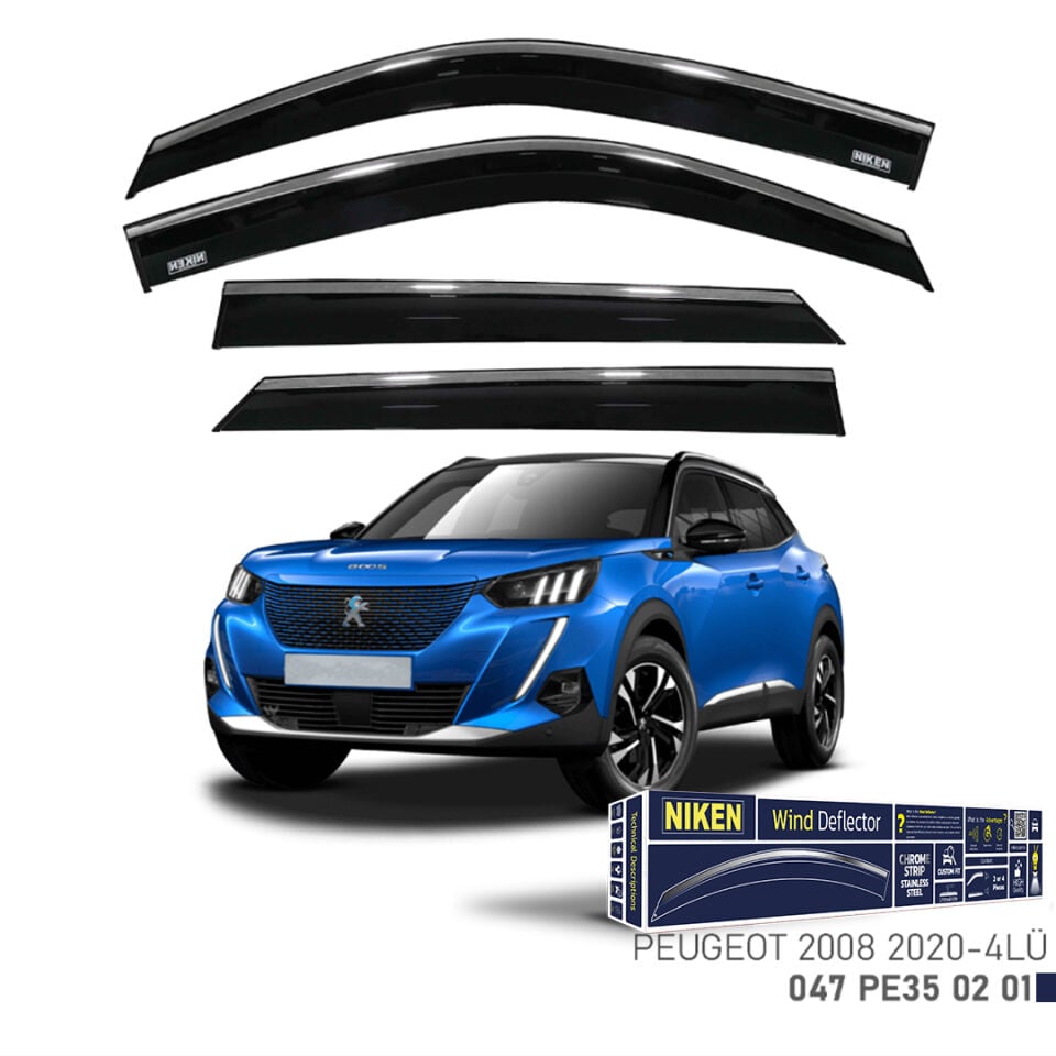 Niken Peugeot 2008 Cam Rüzgarlığı Kromlu (2020+) 4'lü Set