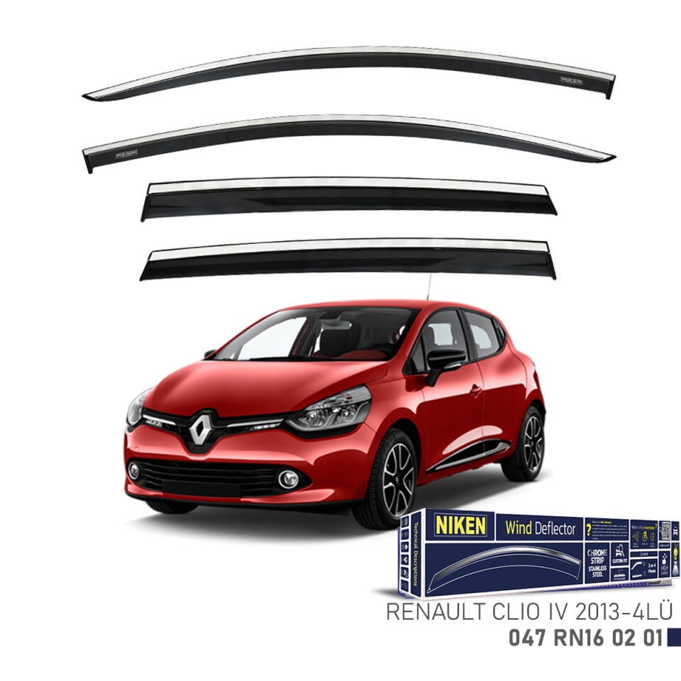 Niken Renault Clio 4 Cam Rüzgarlığı Kromlu (2013+) 4'lü Set