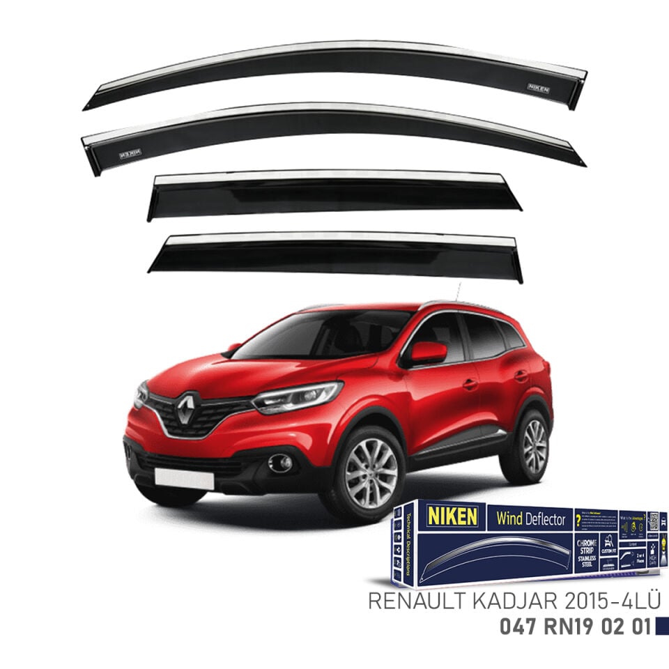 Niken Renault Kadjar Cam Rüzgarlığı Kromlu (2015+) 4'lü Set