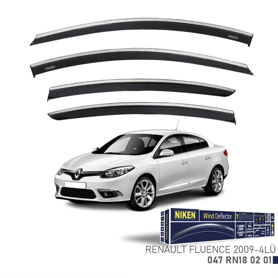 Niken Renault Fluence Cam Rüzgarlığı Kromlu (2009+) 4'lü Set