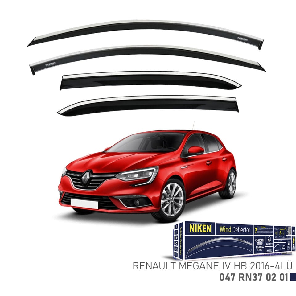 Niken Renault Megane 4 HB Cam Rüzgarlığı Kromlu (2016+) 4'lü Set