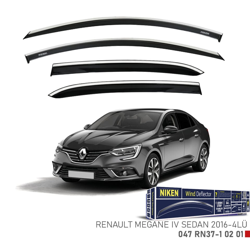 Niken Renault Megane 4 Sedan Cam Rüzgarlığı Kromlu (2016+) 4'lü Set