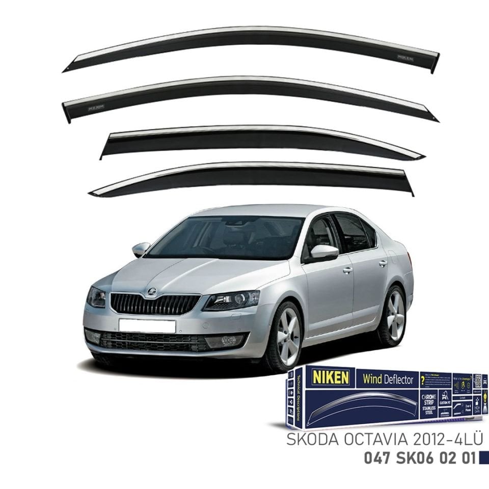 Niken Skoda Octavia Cam Rüzgarlığı Kromlu 2012- 4'Lü