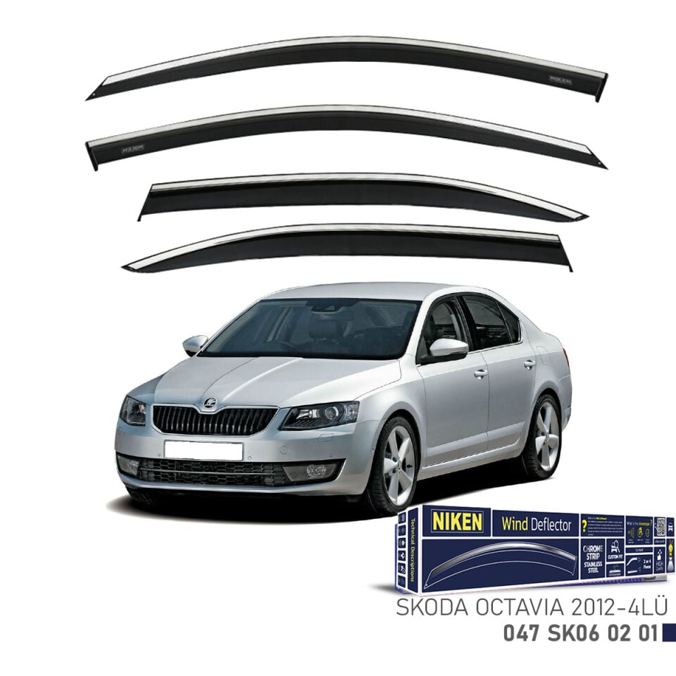 Niken Skoda Octavia Cam Rüzgarlığı Kromlu (2012+) 4'lü Set