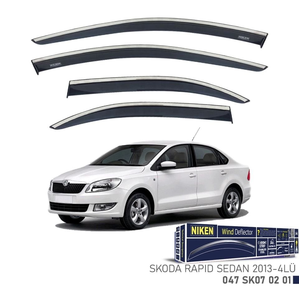 Niken Skoda Rapid Sedan 2013- Kromlu Cam Rüzgarlığı 4 LÜ