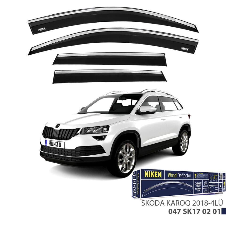 Niken Skoda Karoq Cam Rüzgarlığı Kromlu (2018+) 4'lü Set