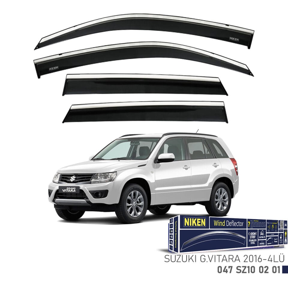 Niken Suzuki Vitara Cam Rüzgarlığı Kromlu (2016+) 4'lü Set