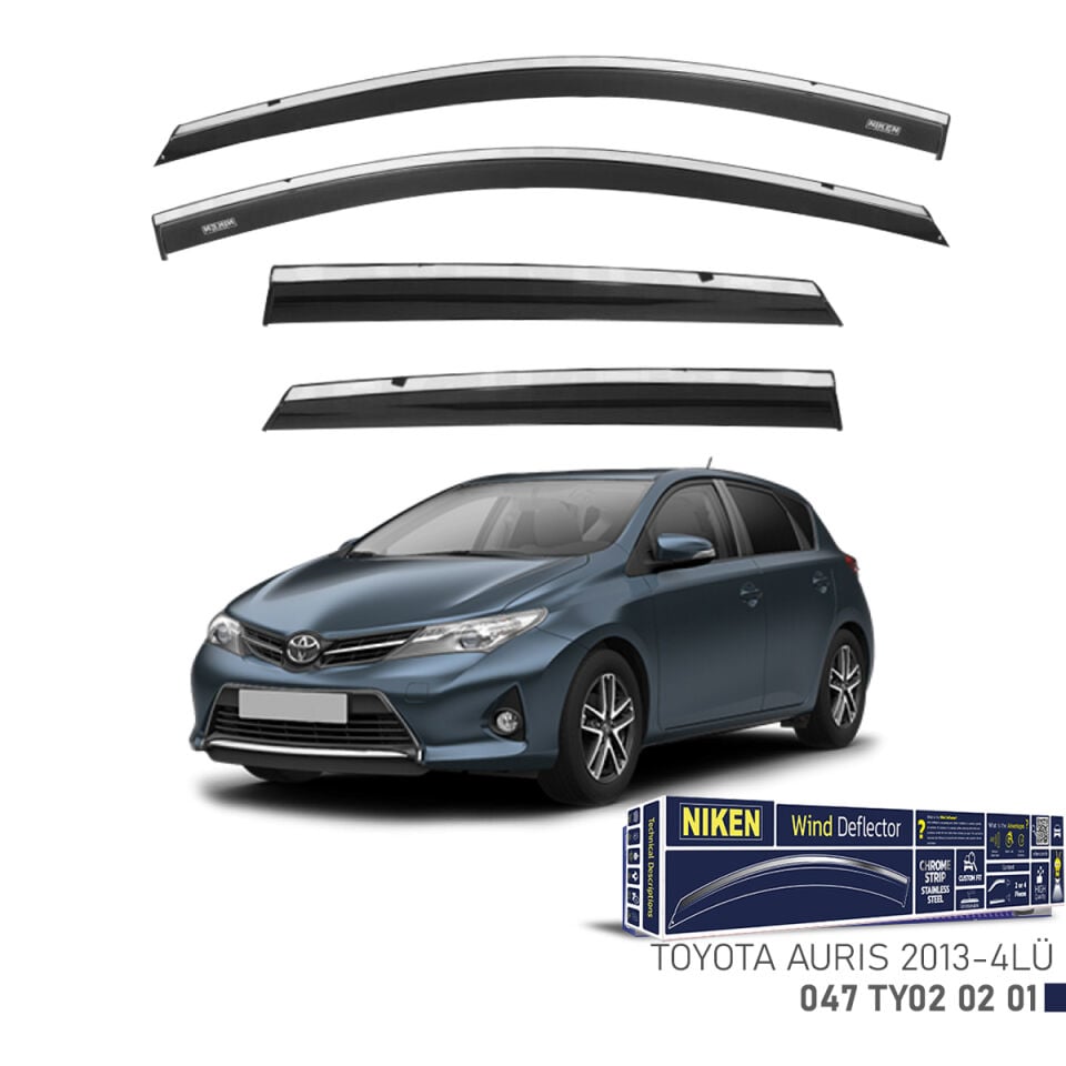 Niken Toyota Auris Cam Rüzgarlığı Kromlu (2013+) 4'lü Set