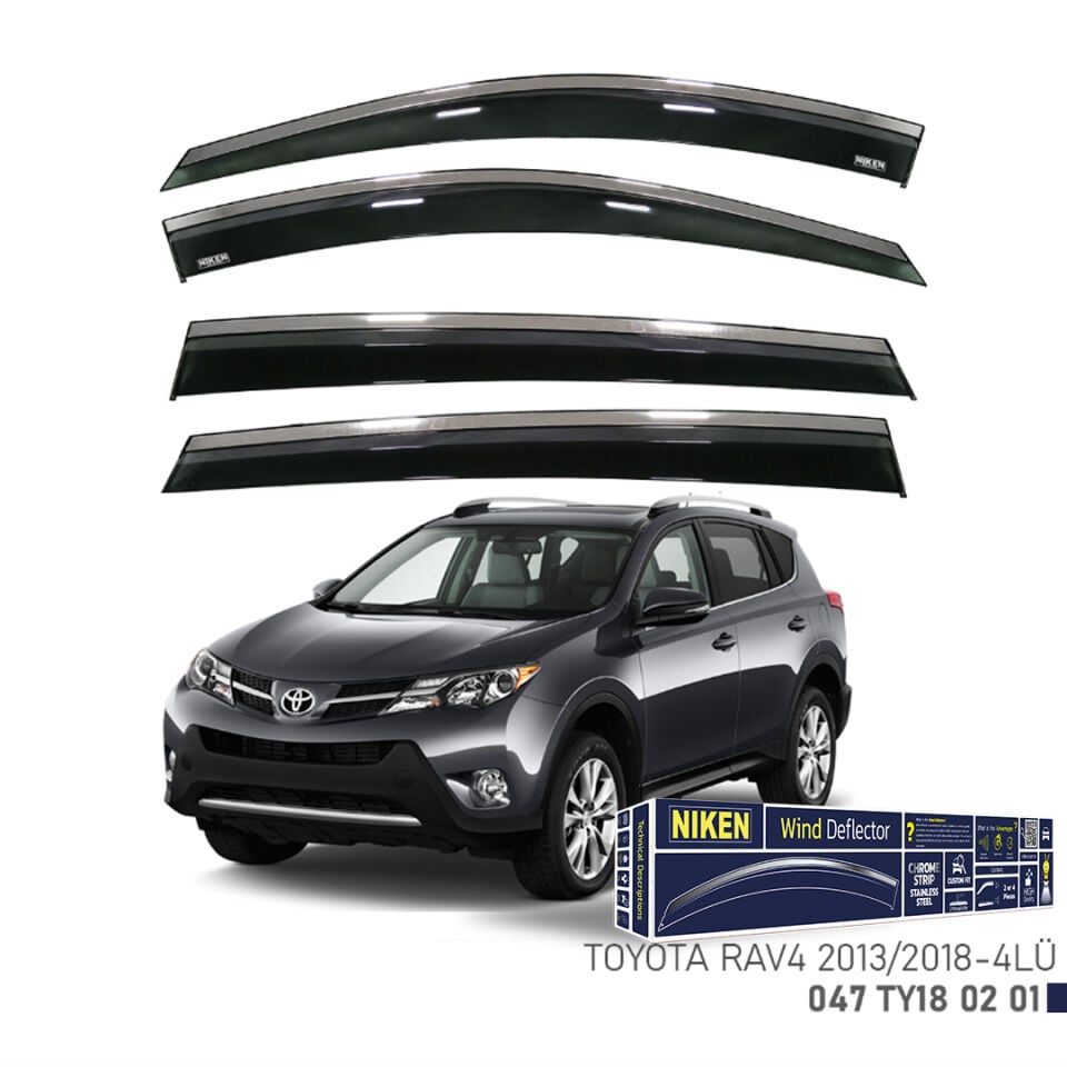 Niken Toyota RAV4 Cam Rüzgarlığı Kromlu (2013-2018) 4'lü Set