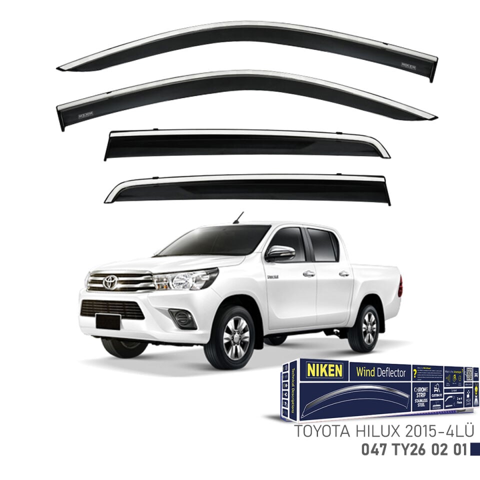 Niken Toyota Hilux Cam Rüzgarlığı Kromlu (2015+) 4'lü Set
