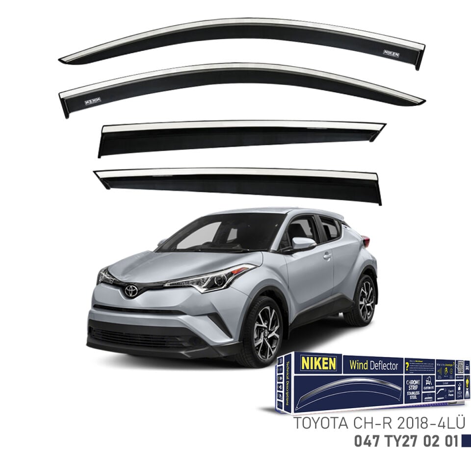 Niken Toyota CHR Cam Rüzgarlığı Kromlu (2018+) 4'lü Set