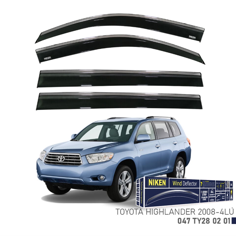 Niken Toyota Highlander Cam Rüzgarlığı Kromlu (2008+) 4'lü Set