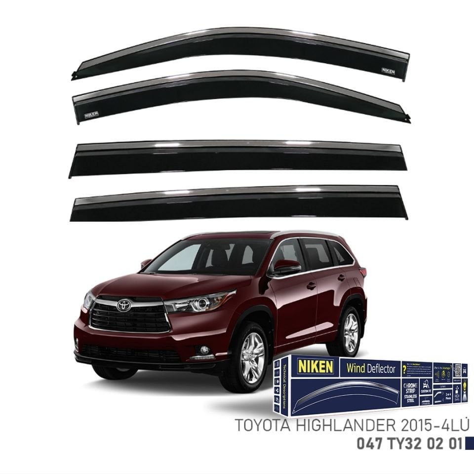 Niken Toyota Highlander Cam Rüzgarlığı Kromlu 2015- 4'Lü