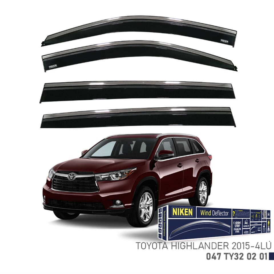 Niken Toyota Highlander Cam Rüzgarlığı Kromlu (2015+) 4'lü Set