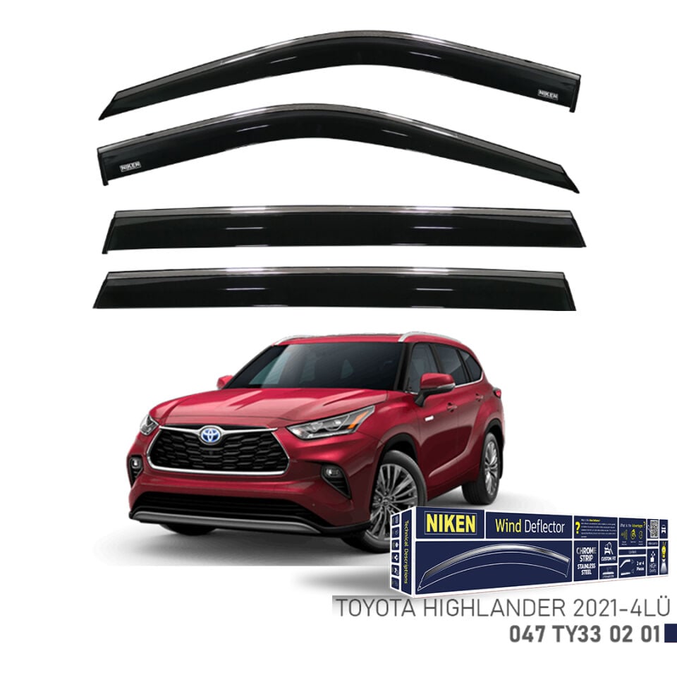 Niken Toyota Highlander Cam Rüzgarlığı Kromlu (2021+) 4'lü Set