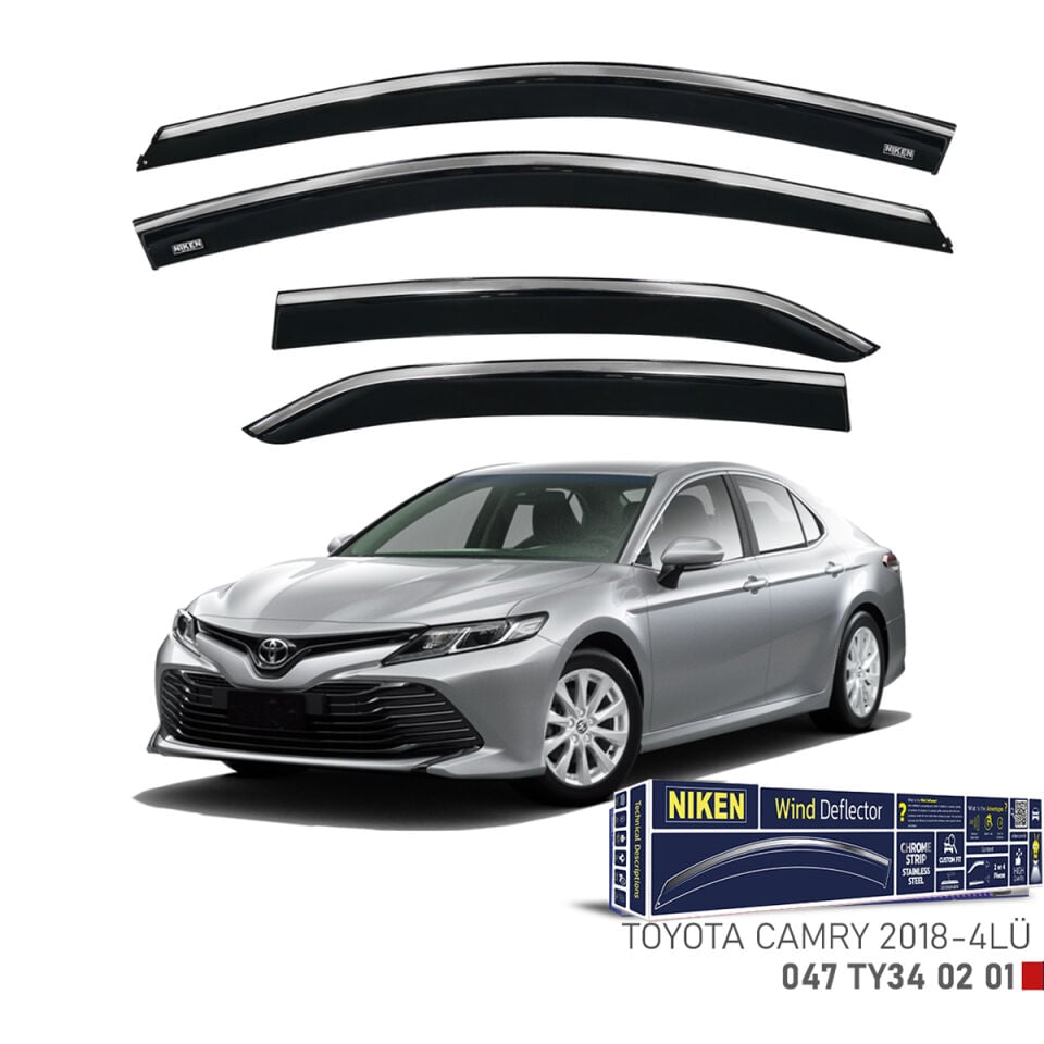 Niken Toyota Camry Cam Rüzgarlığı Kromlu (2018+) 4'lü Set