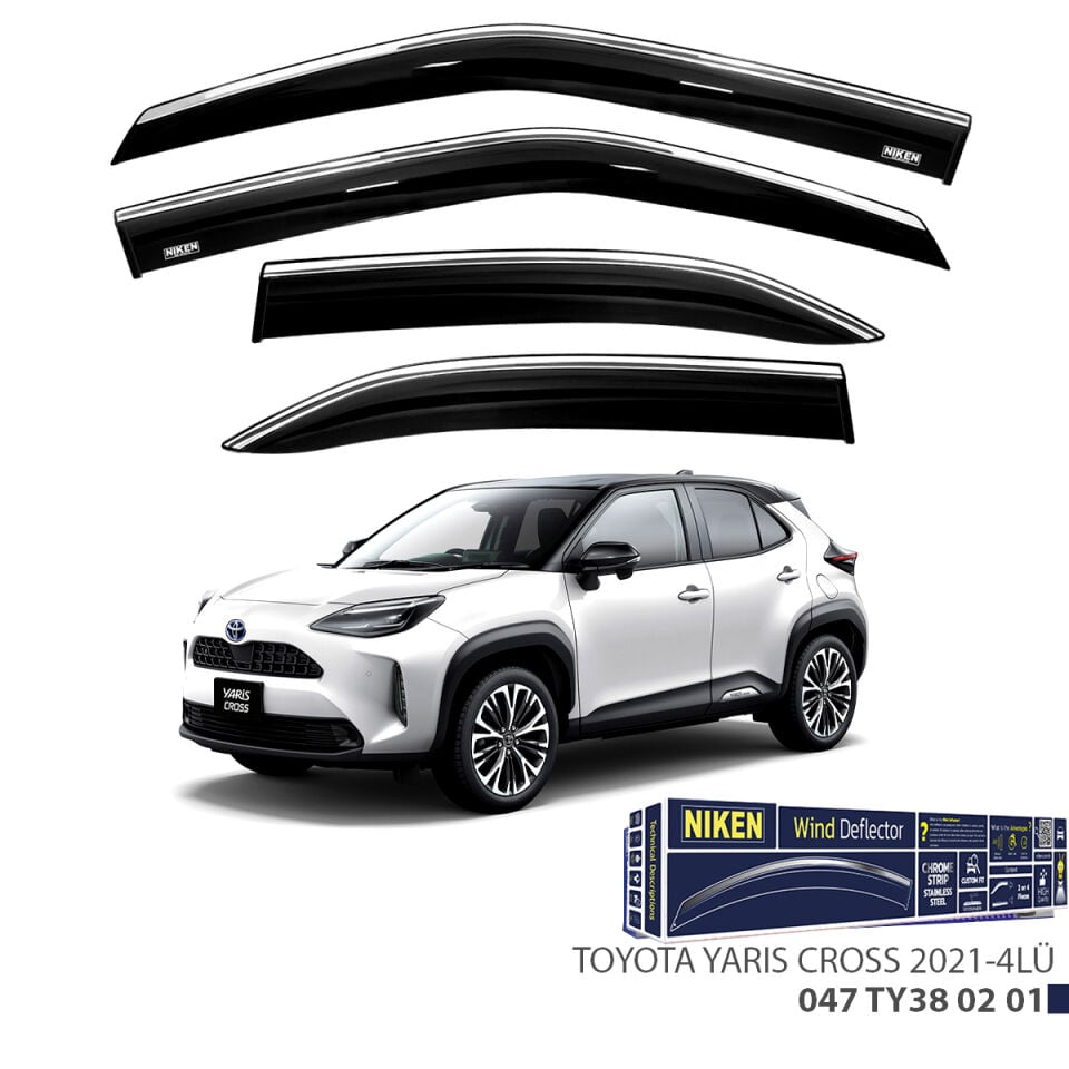 Niken Toyota Yaris Cross Cam Rüzgarlığı Kromlu (2021+) 4'lü Set