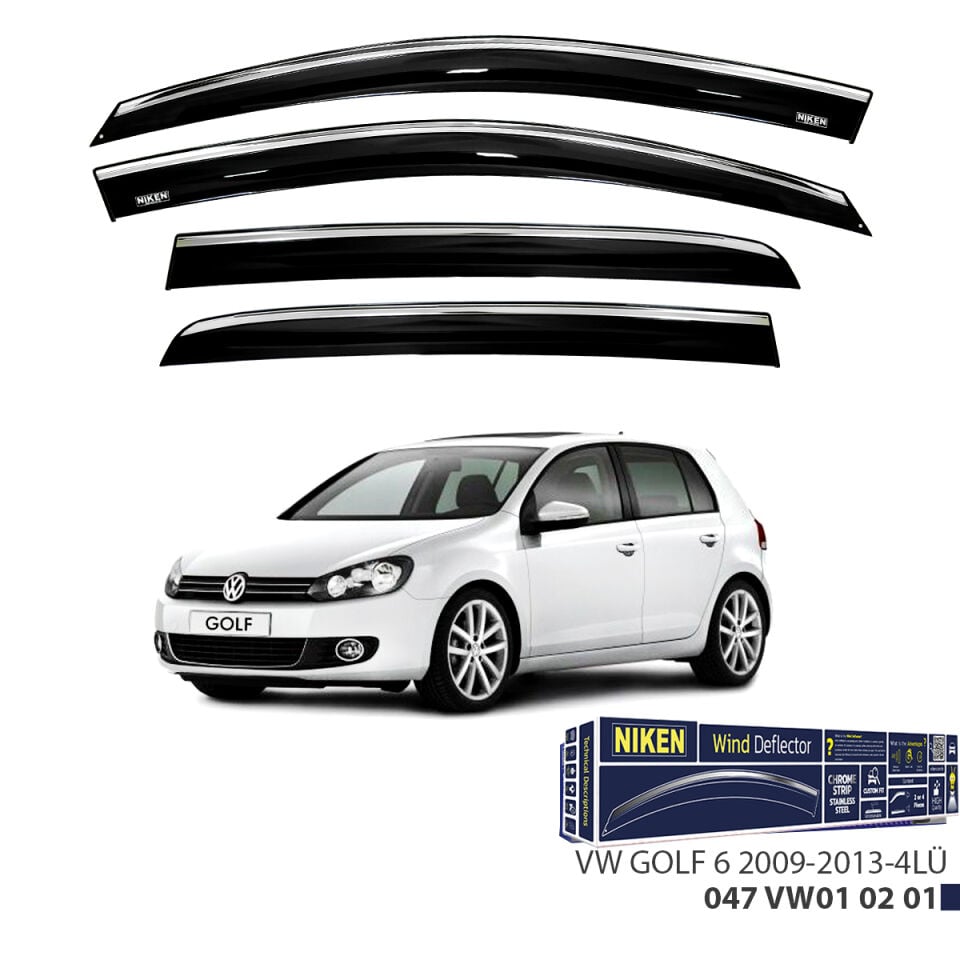 Niken VW Golf 6 Cam Rüzgarlığı Kromlu (2009-2013) 4'lü Set