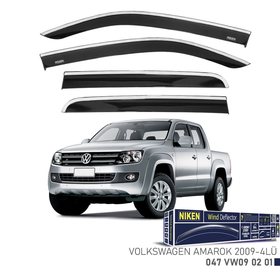 Niken VW Amarok Cam Rüzgarlığı Kromlu (2009+) 4'lü Set