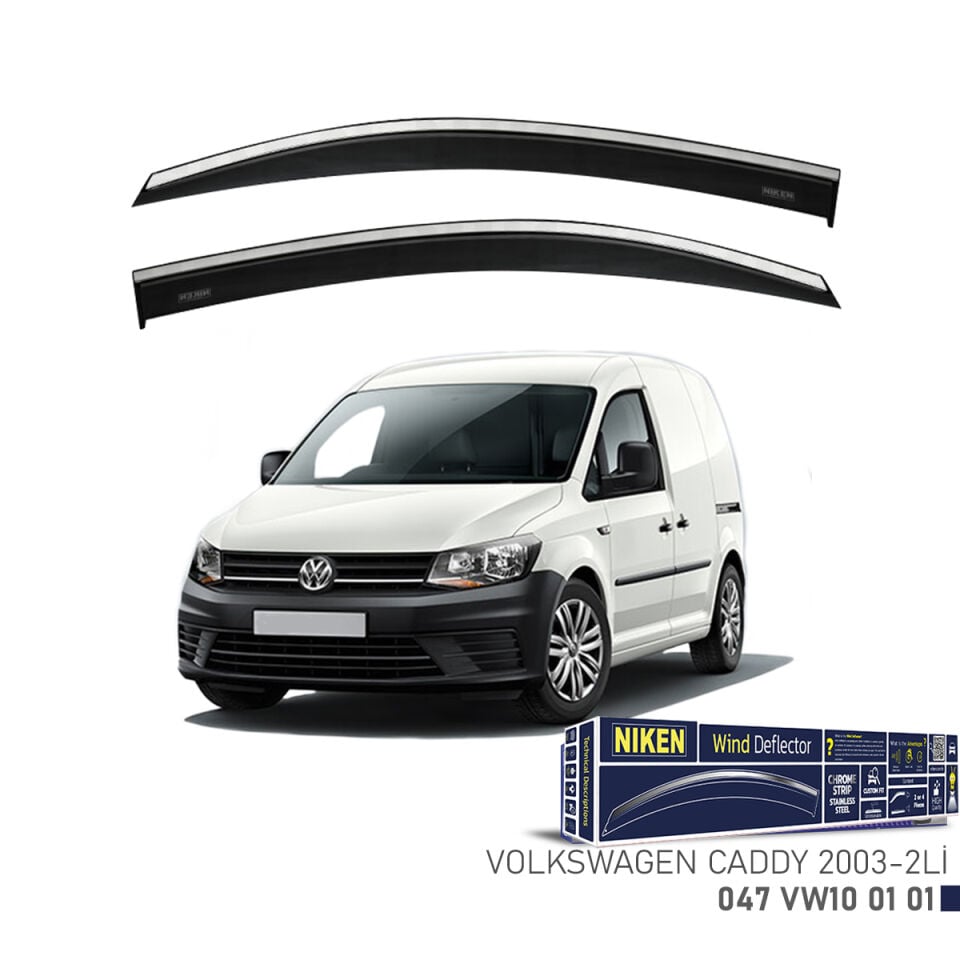 Niken VW Caddy Cam Rüzgarlığı Kromlu (2003+) 2'li Set