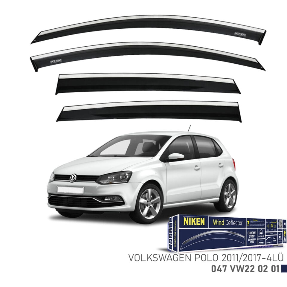 Niken VW Polo Cam Rüzgarlığı Kromlu (2011-2017) 4'lü Set