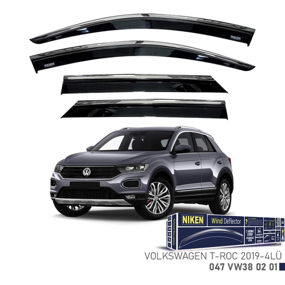 Niken VW T-Roc 2019- Kromlu Cam Rüzgarlığı 4 LÜ