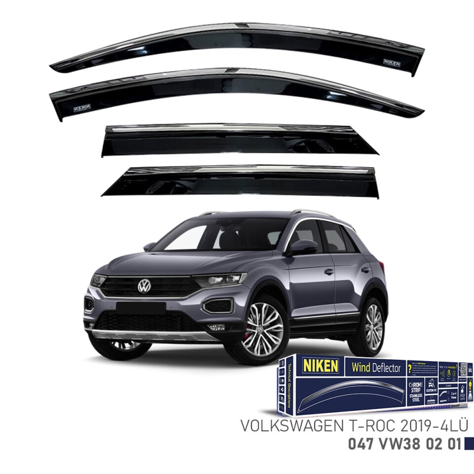 Niken VW T-Roc Cam Rüzgarlığı Kromlu (2019+) 4'lü Set