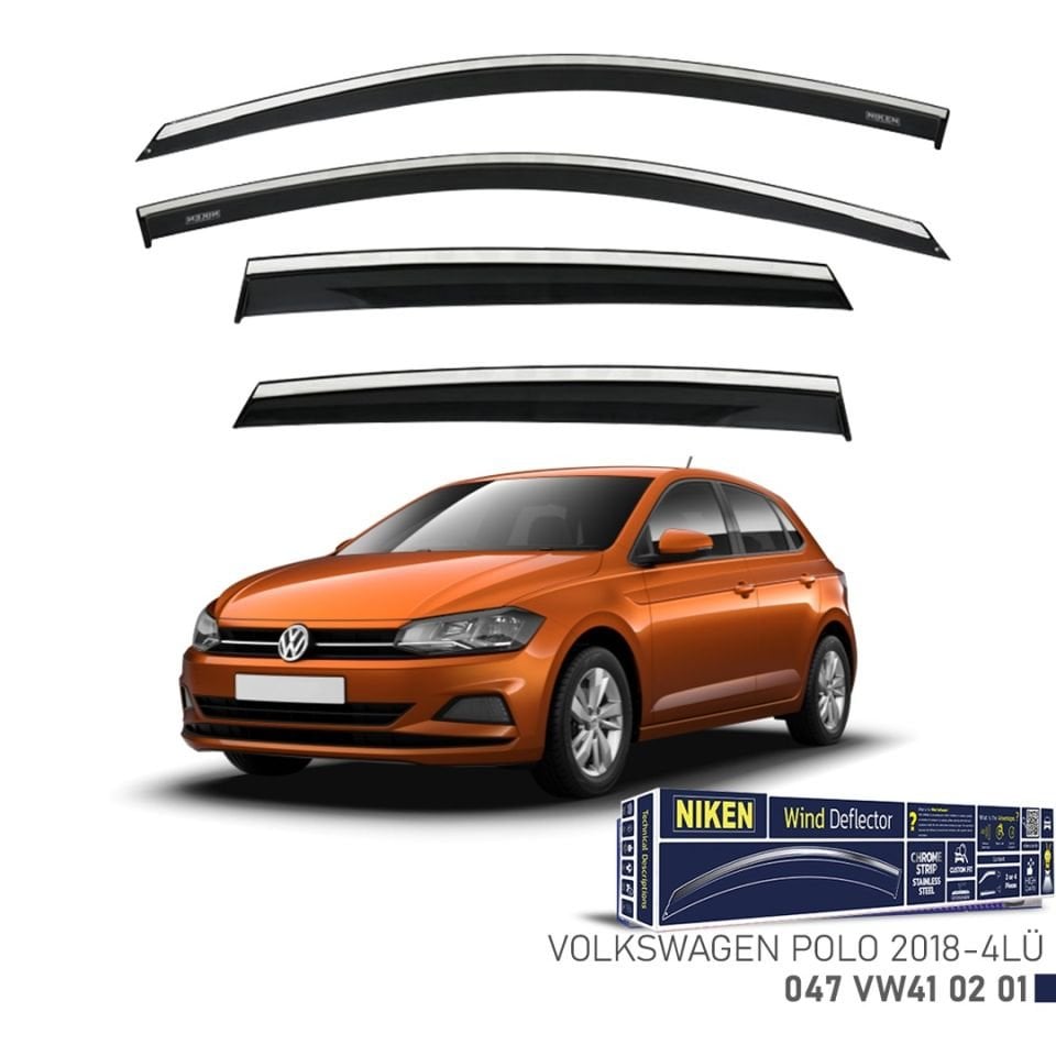 Niken VW Polo 2018- Kromlu Cam Rüzgarlığı 4 LÜ