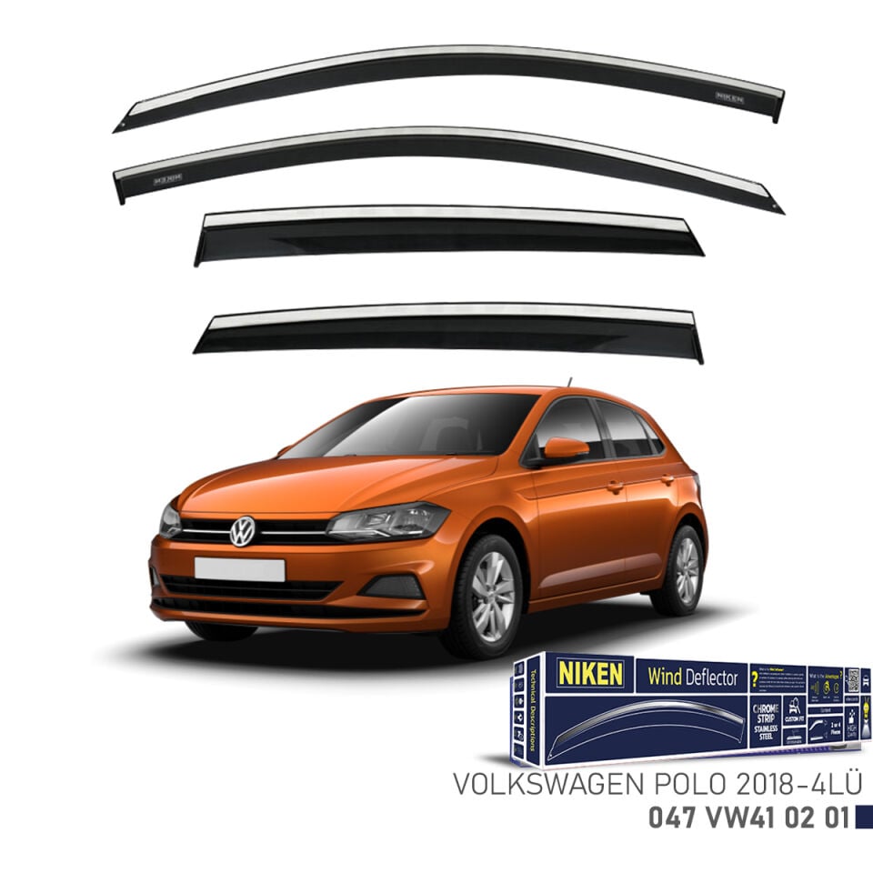 Niken VW Polo Cam Rüzgarlığı Kromlu (2018+) 4'lü Set