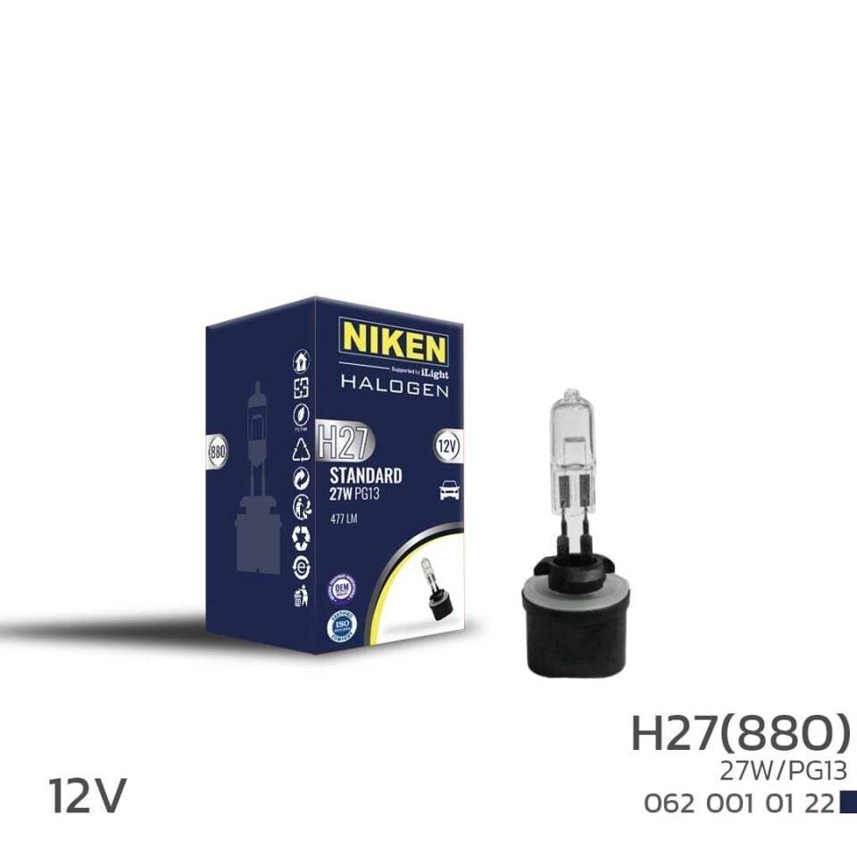 Niken H27 Halojen Ampul 12V Düz Soket 27W (880 PG13)