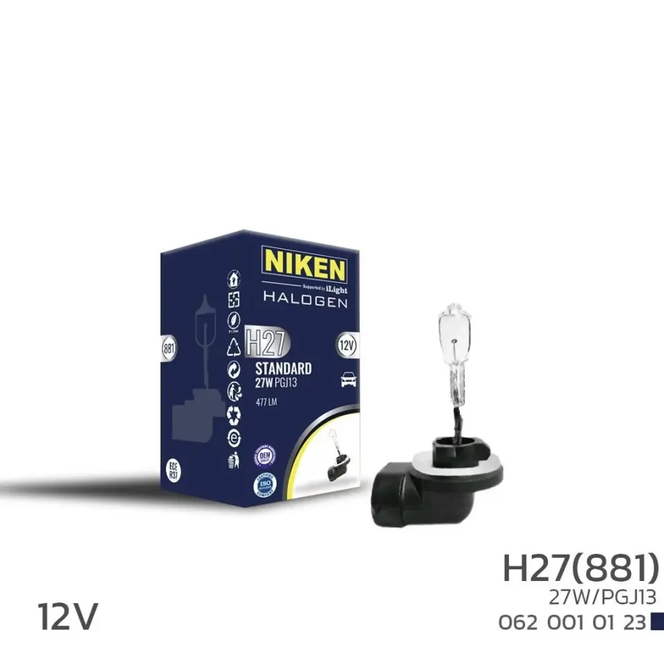 Niken H27 Halojen Ampul 12V Eğri Soket 27W (881 PGJ13)