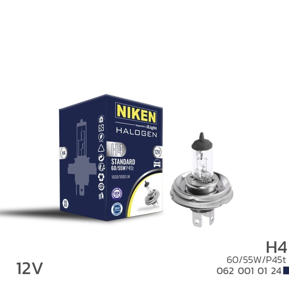Niken H4 Halojen Ampul 12V 60W/55W P45T (Tablalı)
