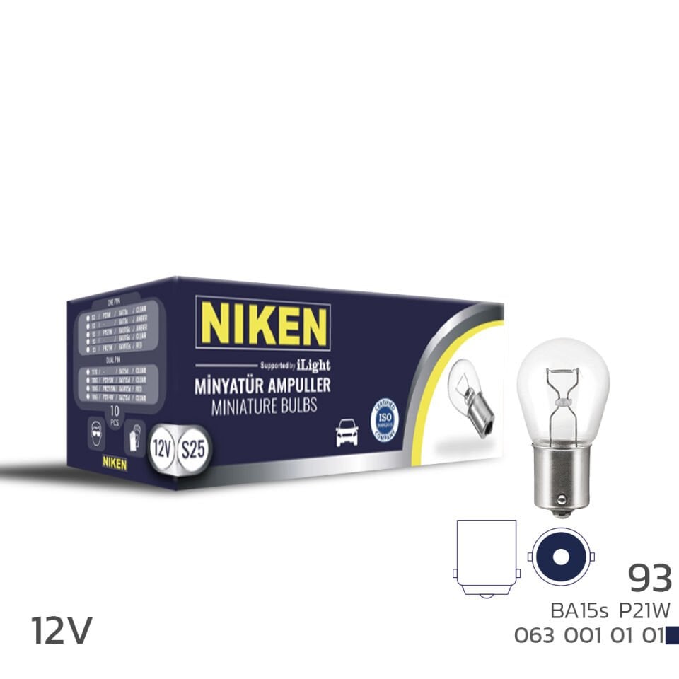 Niken 93 Ampul 12V (P21W) BA15S 10'Lu