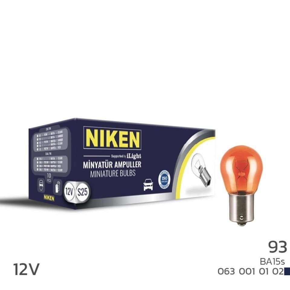 Niken 93 12V Ampul Amber BA15S 10'Lu