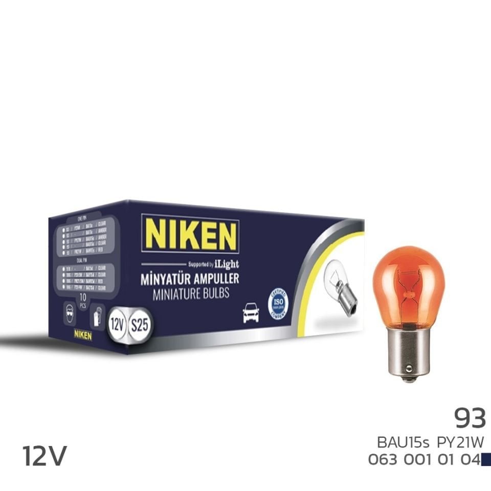 Niken 93 Ampul YT 12V (PY21W) Amber BAU15S 10'Lu