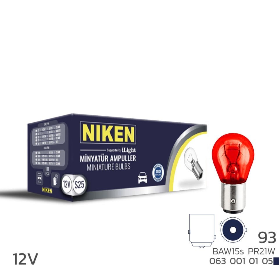 Niken Ampul YT 93 (PR21W) Kırmızı BAW15S 10'Lu