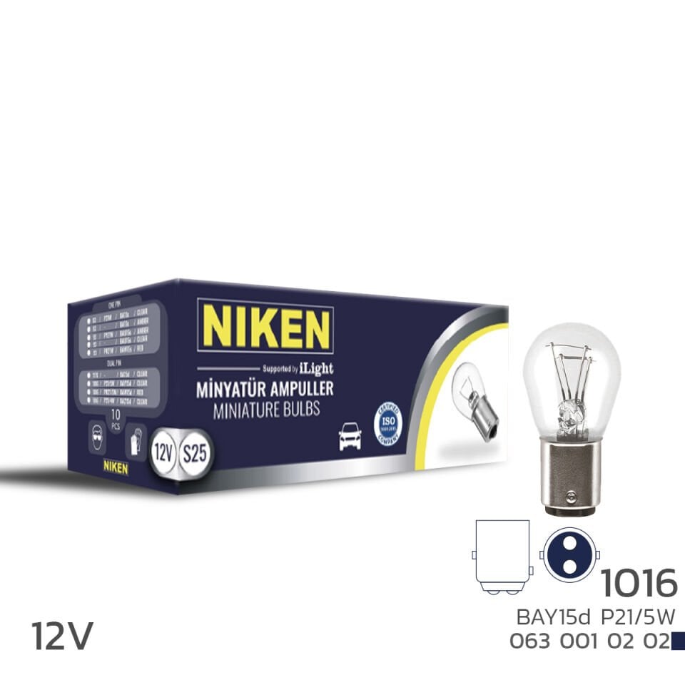 Niken 1016 Ampul ŞT 12V (P21/5W) BAY15D 10'Lu