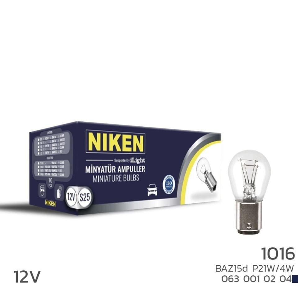 Niken 1016 Ampul YT 12V (P21/4W) BAZ15D 10'Lu