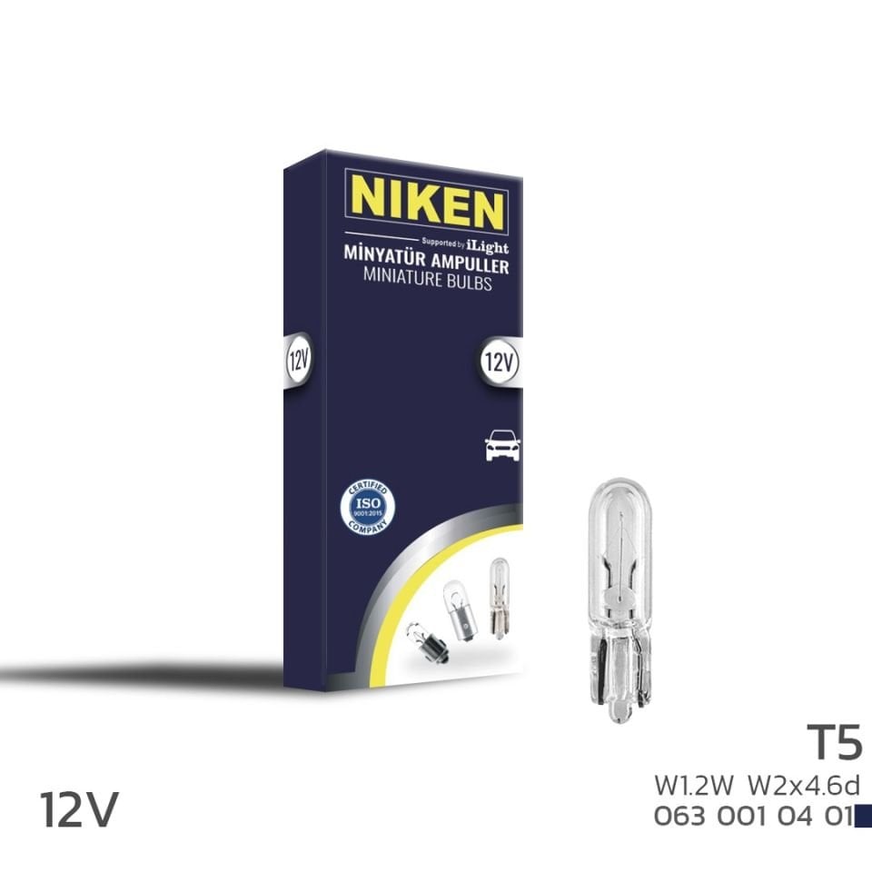 Niken 12V T5 Ampul (W1.2W) W2X4.6D 10 LU