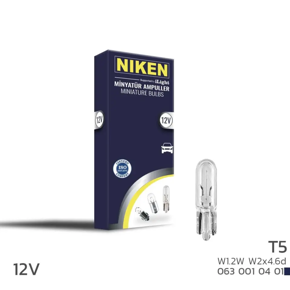 Niken T5 Ampul 12V (W1.2W) W2X4.6D 10'Lu