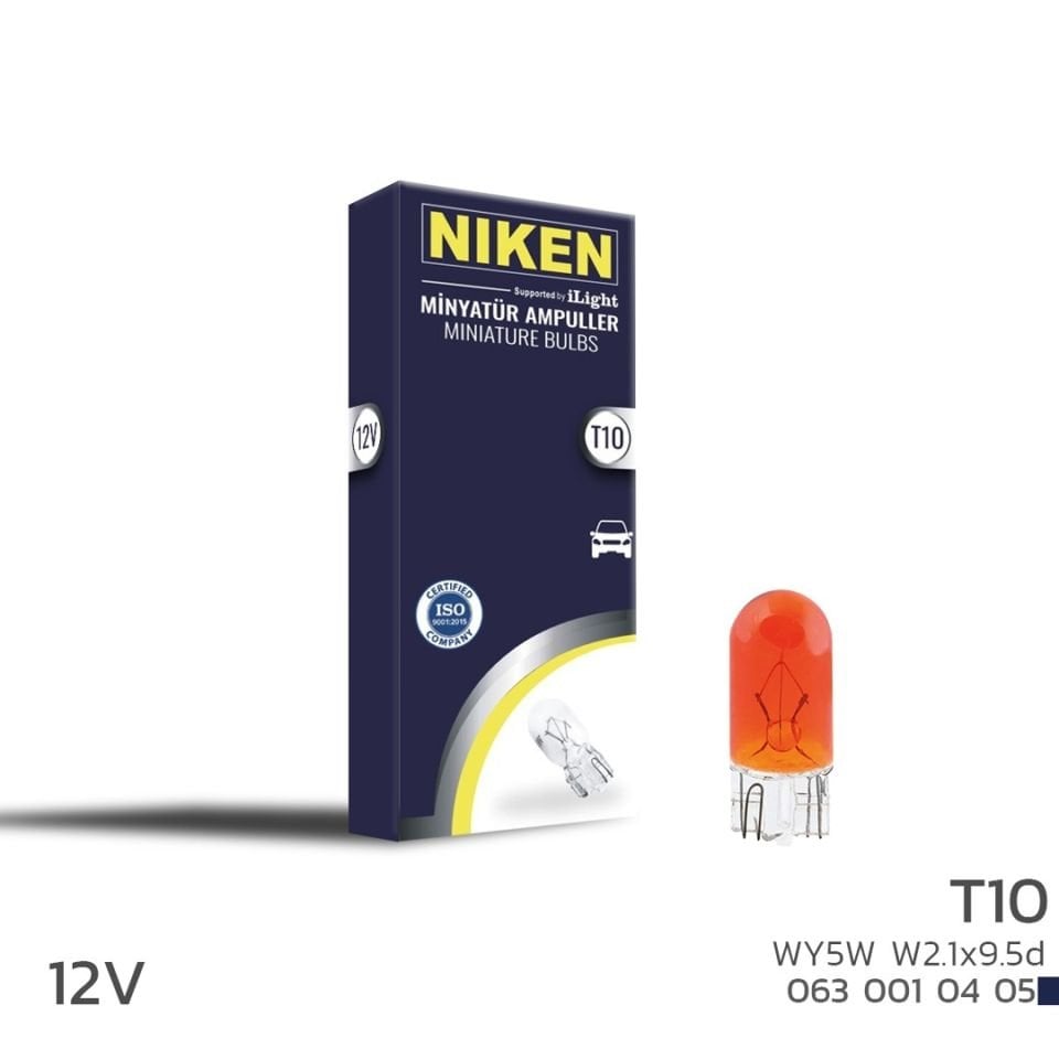 Niken T10 Park Ampulü 12V (W5W) Amber W2.1X9.5D 10'Lu