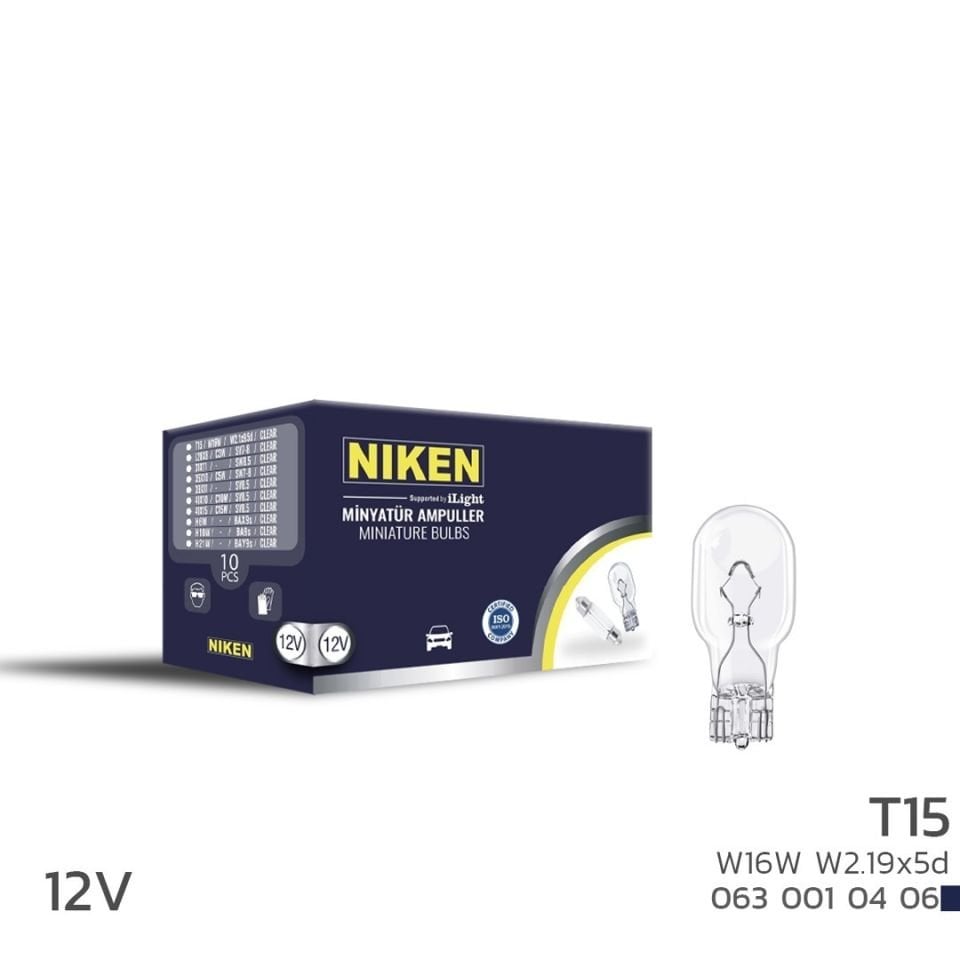 Niken T15 12V Ampul(W16W) W2.19X5D 10'Lu