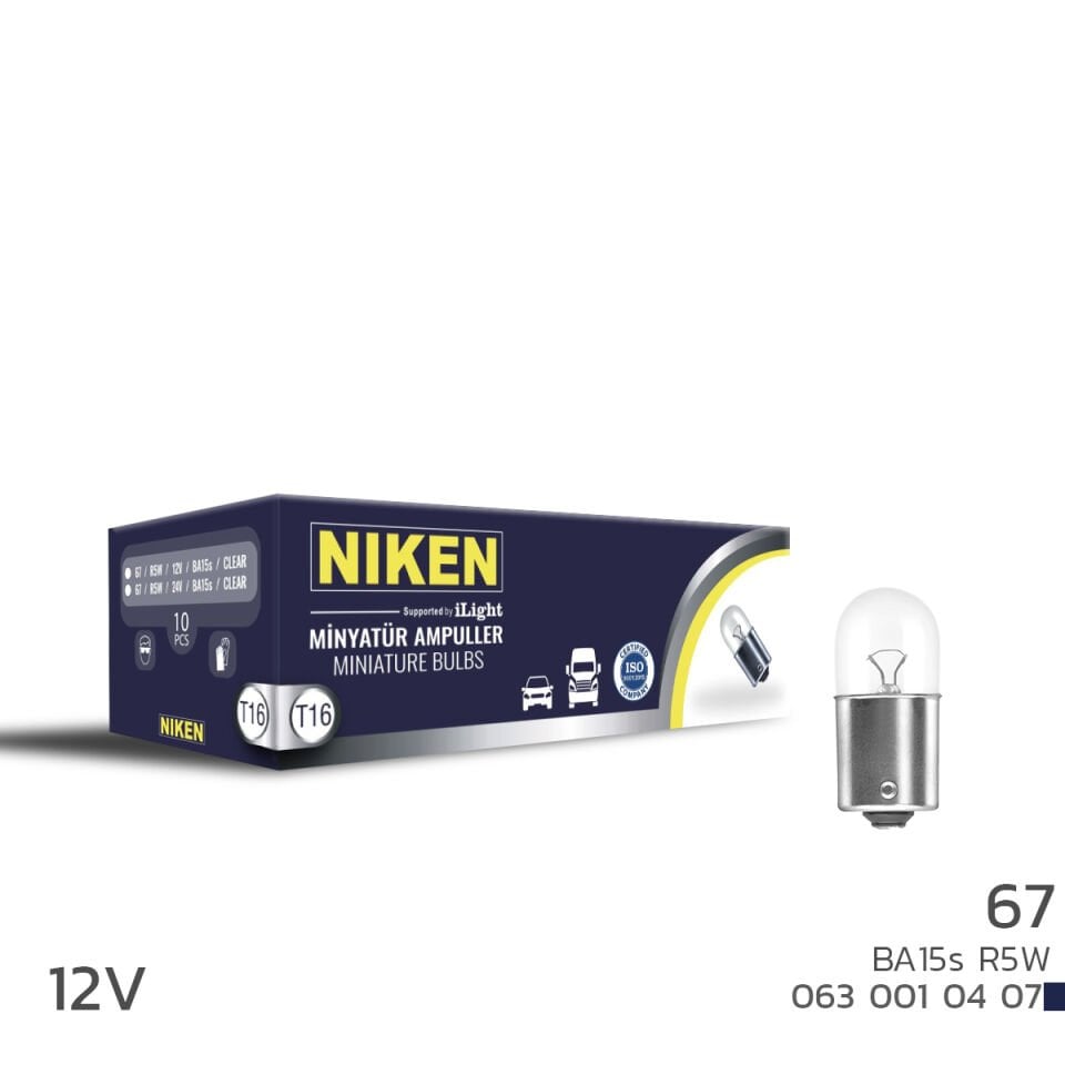 Niken 67 Ampul 12V (R5W) BA15S 10'Lu