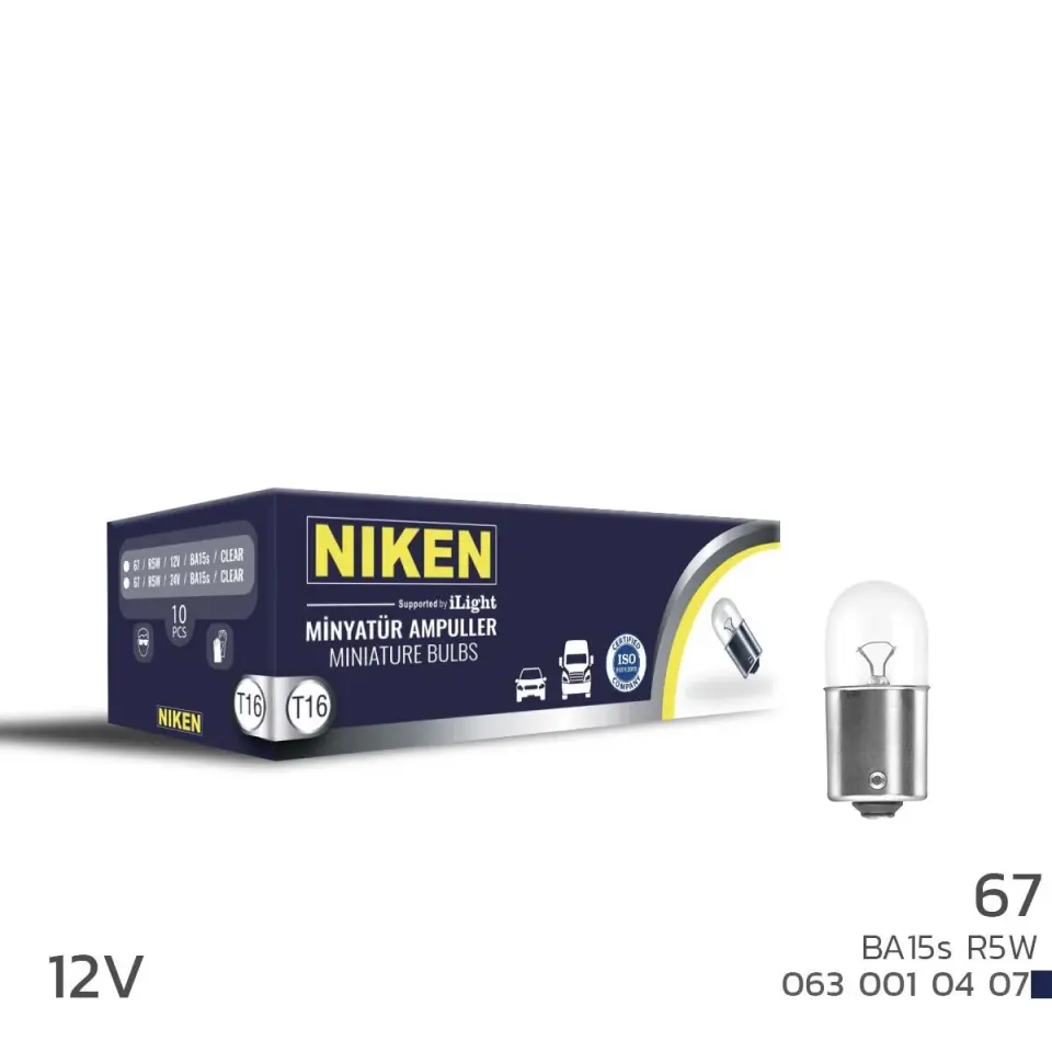 Niken 67 Ampul 12V (R5W) BA15S 10'Lu